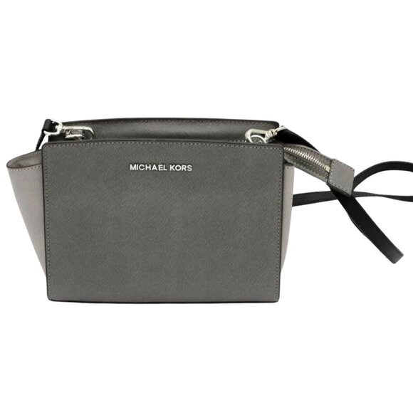 Michael Kors Handbags - Michael Kors SELMA SATCHEL Shoulder Bag Logo Leather Gray Women